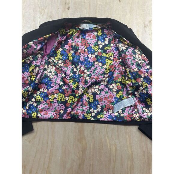 Boden Ponte Knit Black Jacket Blazer Floral Lined Snap Button Womens Size 4R - Picture 4 of 9